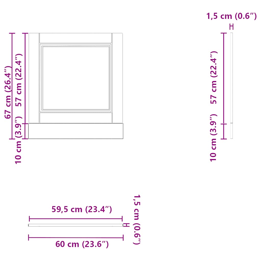 Dishwasher Panel Porto Black 60x1.5x67 cm Engineered Wood